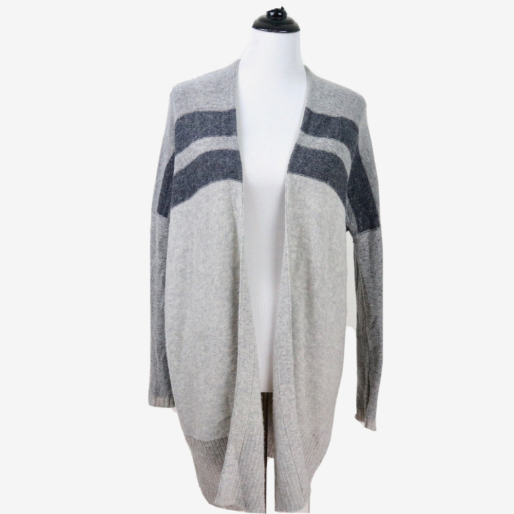 Lovestitch Size S Midi Cardigan Knit Sweater Wool Blend Stripe Grey - Picture 3 of 9
